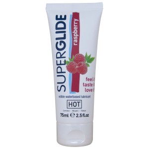 HOT - SUPERGLIDE LUBRYKANT JADALNY NA BAZIE WODY O SMAKU MALINY 75 ML